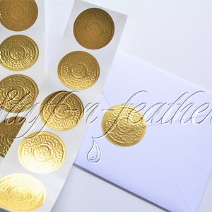 SILVER foil sticker seals SMALL round embossed stickers 1.5 in Envelope Seal Invitation Seal Wedding Seal gift Christmas cards / D15SS image 4