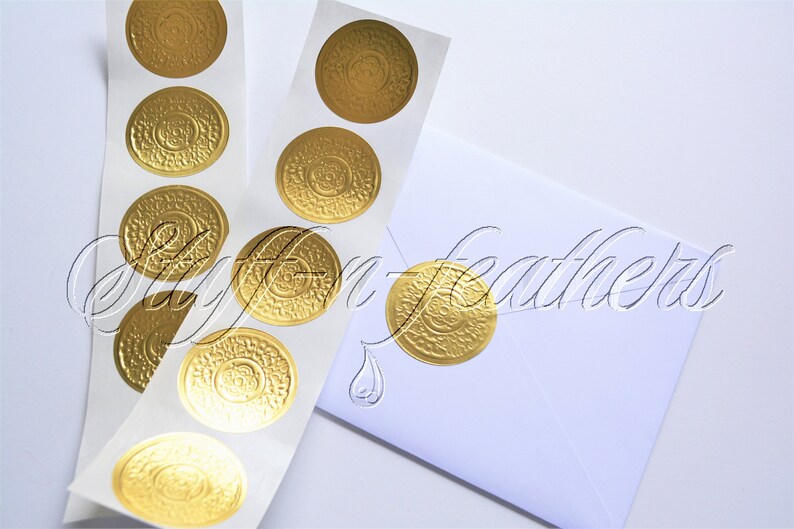 SILVER foil sticker seals SMALL round embossed stickers 1.5 in Envelope Seal Invitation Seal Wedding Seal gift Christmas cards / D15SS image 4