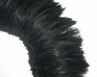 Wholesale bulk feathers - Black feathers rooster hackle, real feathers for millinery, crafts, costumes / 4-4.5 in (10-12 cm) long / FB14-4