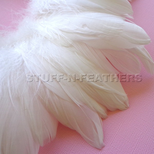 White / Off white feathers GOOSE NAGOIRE real natural white feather for millinery, weddings, accessories, crafts / 3-6 in (7.5-15 cm)/ F87-3