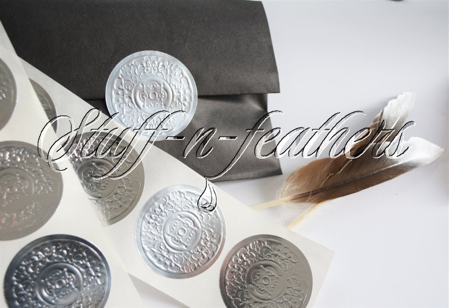 Embossed SILVER Sticker Seals LARGE Round Foil Stickers 2 In Etsy