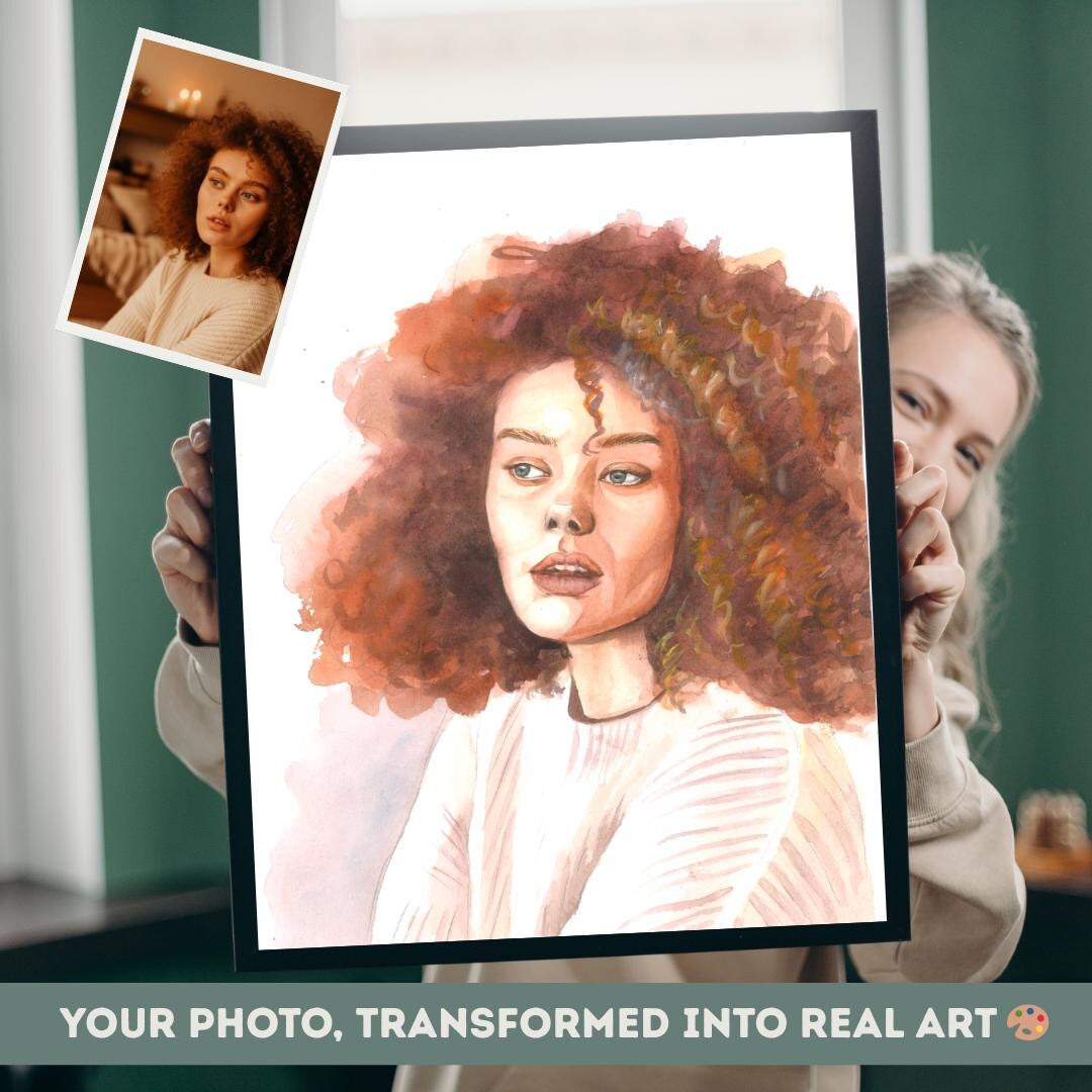 Custom Hand Drawn Portrait From Photo, Personalized Canvas Wall Art ...