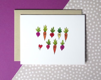 Vegetable thank you card | fall thank you card | illustrated thank you card | cute thank you card | card for gardener | card for farmer