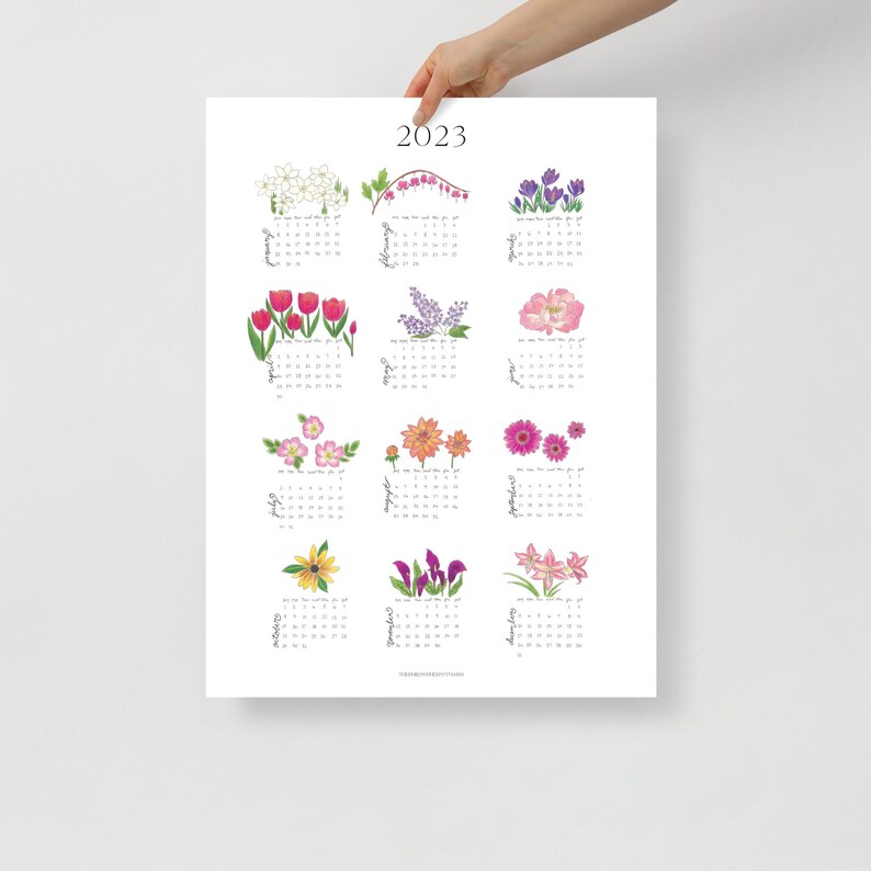 2023 Botanical Art Calendar Annual Wall Calendar Floral Etsy