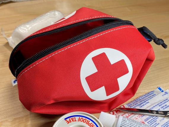 Expanding Zippered First Aid Pouch, Water Resistant