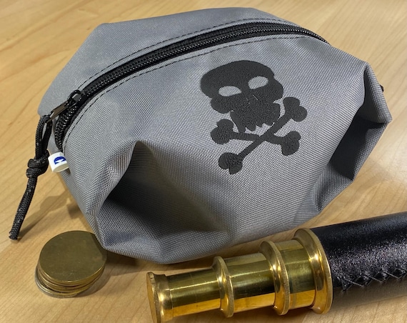 Jolly Roger Pirate Pouch - Nautical Expanding Zippered Travel Pouch, Water Resistant