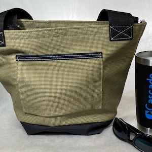 Small Tote Bag, Waterproof Base, Outdoor Acrylic Fabric, Sailmaking Thread, Beach Bag