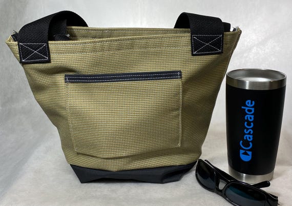 Small Tote Bag, Waterproof Base, Outdoor Acrylic Fabric, Sailmaking Thread, Beach Bag
