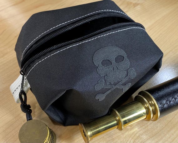 Jolly Roger Pirate Pouch - Nautical Expanding Zippered Travel Pouch, Water Resistant