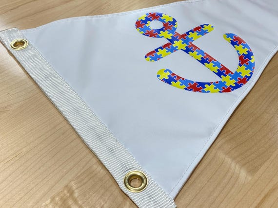 Nautical Autism Awareness Anchor Flag Ensign Burgee