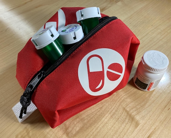 Expanding Zippered Medication Prescription Pouch, Water Resistant