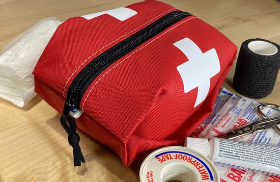 Expanding Zippered First Aid Pouch, Water Resistant