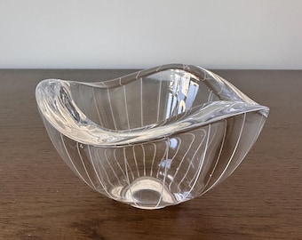Villeroy & Boch Crystal Bowl, Art Deco MCM Pinstripe Wavy Rim