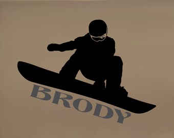 Snowboarder with Name Decals, Extreme Sports, Snowboarder Sticker, Kids Room Decor, Home Mural Wall Art for Teens, Tweens and Adults SP-126