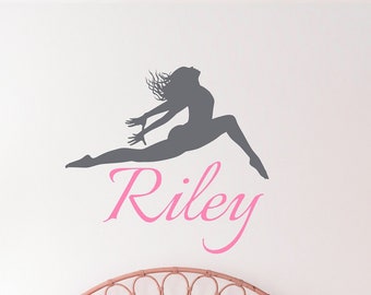 Modern Dancer Wall Decal, Dancing Wall Art, Personalized Name, 4 Fonts To Choose From SP-103