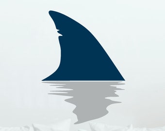 Shark Fin Decal, Beach House Wall Art, Shark Lover's Gift, Boy's Beach Room, Surfer Wall Art A-124