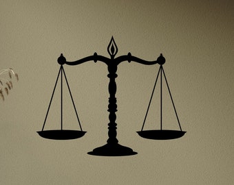 SCALES Of JUSTICE Vinyl Wall Decal, Courtroom Wall, Lawyer Decal, Attorney Decor, Judge Decal S-131