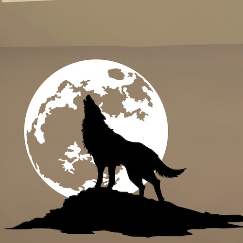 Wolf Wall Decal Wolf Howling at the Moon Art Home Wall - Etsy