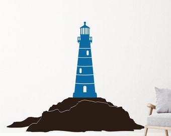 Lighthouse Beach Decor, Ocean Wall Art, Beach Den, Playroom Decor B-127