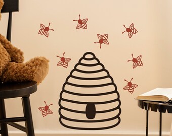 Bee Hive with Bees Baby Nursery Decal Set, Girls or Boys Room - A-131