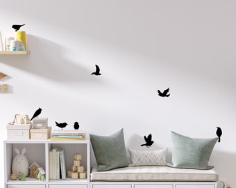 Set of 7, 11, 15 or 19 Birds, Vinyl Wall Decals - A-130