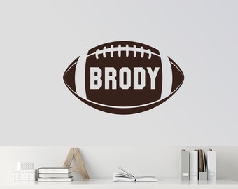 Decal Sports FOOTBALL, Personalized with NAME, Collegiate Sports Vinyl Decal Sticker, Boy's Room Decor, Home Mural Art SP-106