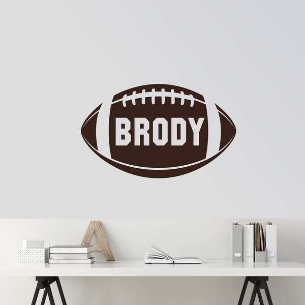 Decal Sports FOOTBALL, Personalized with NAME, Collegiate Sports Vinyl Decal Sticker, Boy's Room Decor, Home Mural Art SP-106