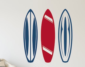 3 Surfboards Decal Set, 60 Boards to Choose From, Surfing Sticker, Beach Decor, Surfer Wall Art, Kid's Surf Room - B-126B