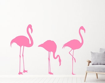 3 Flamingo Wall Decal Set, Nature Wall Decor, Bird Art, Flamingo Wall Art Set A-114