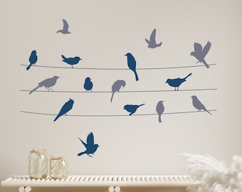Birds on a Line Vinyl Wall Decal Set A-112