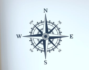 Vinyl NAUTICAL COMPASS Rose 2 Wall Decal S-112