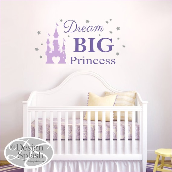 DREAM BIG Princess with Castle & Stars Vinyl Wall Decal Baby Nursery Sticker NK-125