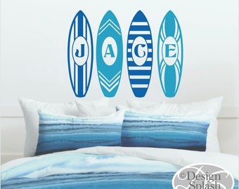 Personalized Surfer Beach Name, 24 Individual Letter Surfboards to choose from, Beach House Wall Decor B-122
