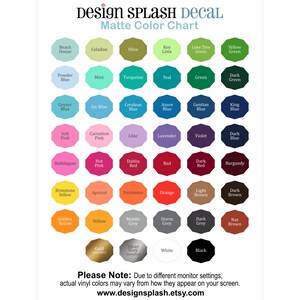 May include: Color chart showing 36 different colors in a grid format. The colors are labeled with names such as "Beach House", "Celadon", "Olive", "Key Lime", "Lime Tree Green", "Yellow Green", "Powder Blue", "Mint", "Turquoise", "Teal", "Green", "Dark Green", "Geyser Blue", "Ice Blue", "Cerulean Blue", "Azure Blue", "Gentian Blue", "King Blue", "Soft Pink", "Carnation Pink", "Lilac", "Lavender", "Violet", "Dark Blue", "Bubblegum", "Hot Pink", "Dahlia Red", "Red", "Dark Red", "Burgundy", "Brimstone Yellow", "Apricot", "Persimmon", "Orange", "Light Brown", "Dark Brown", "Golden Yellow", "Yellow", "Middle Grey", "Storm Grey", "Dark Grey", "Nut Brown", "Gold (metallic)", "Silver Grey (metallic)", "White", and "Black".
