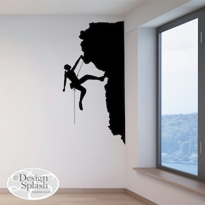 Decal, Extreme Sports, Rock Climbing, Female Climber Vinyl Decal Sticker, Interior Design, Room Decor, Home Mural Art  SP-140