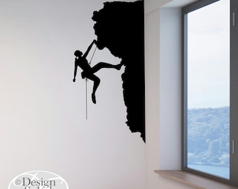 Decal, Extreme Sports, Rock Climbing, Female Climber Vinyl Decal Sticker, Interior Design, Room Decor, Home Mural Art  SP-140