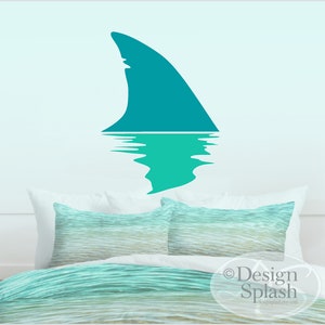 Shark Fin Decal, Beach House Wall Art, Shark Lover's Gift, Boy's Beach Room, Surfer Wall Art A-124 image 3