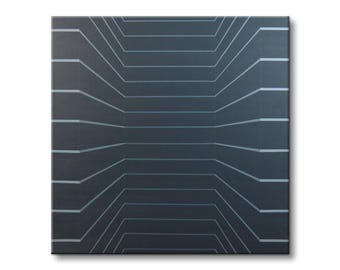 Square Channel, Abstract Geometric Original Painting, Stretched Canvas (24in x 24in)