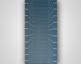Channel, Abstract Geometric Original Painting, Stretched Canvas (18in x 36in)