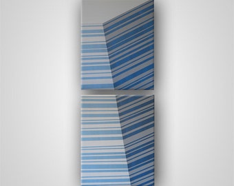 Edge (Series) in Blue Gray, Diptych, Two Stretched Canvas Panels (each 16in x 20in)