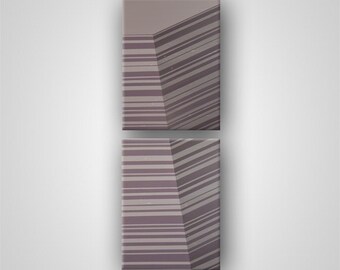 Edge (Series) in Smoke Mauve, Geometric Abstract Original Painting(Diptych), Two Stretched Canvas Panels (each 18in x 24in)