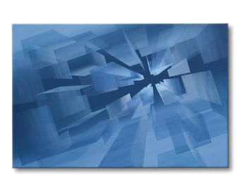 Floating Corners, Abstract Geometric Original Painting, Stretched Canvas (36in x 24in)