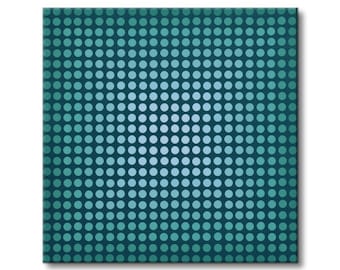 Radial Increments, Abstract Geometric Original Painting, Stretched Canvas (24in x 24in)