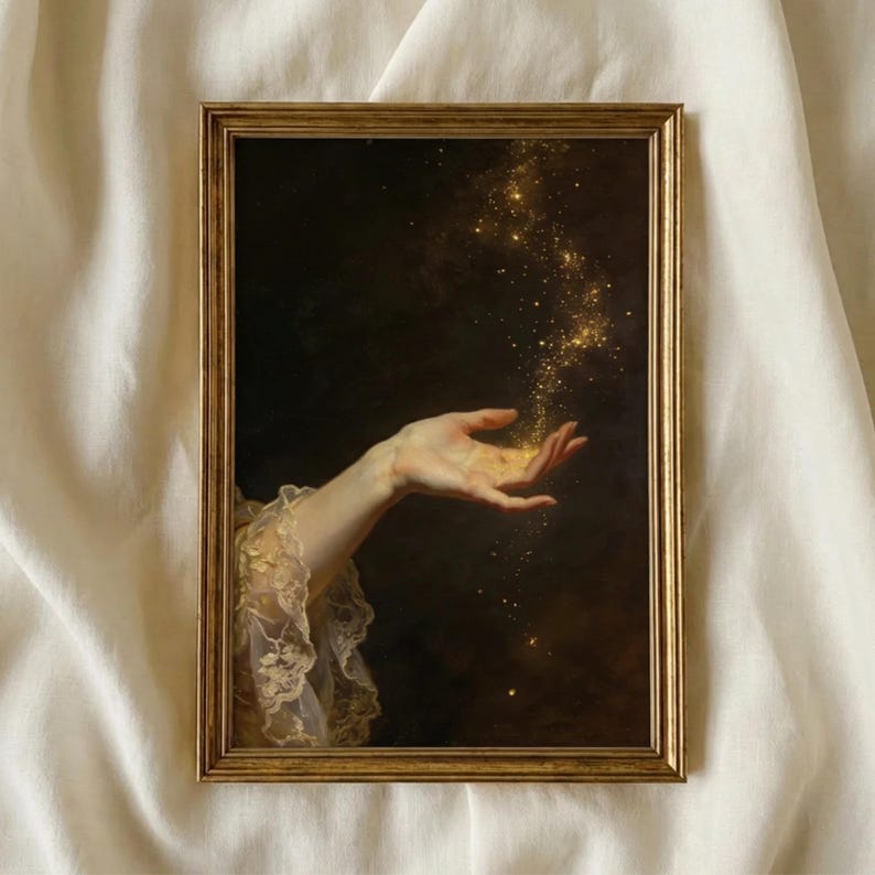 Vintage Sorceress Painting, Dark Academia Mystical Wall Art (Digital Download) image 1