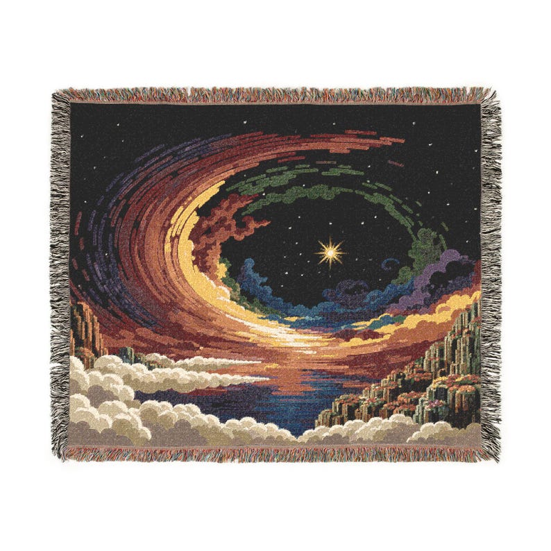tissée Cosmic Vortex | Jeté tapisserie à motif tourbillonnant d'étoiles image 6