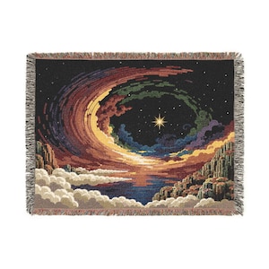 tissée Cosmic Vortex | Jeté tapisserie à motif tourbillonnant d'étoiles image 2