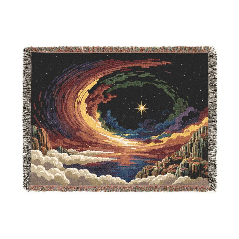 tissée Cosmic Vortex | Jeté tapisserie à motif tourbillonnant d'étoiles image 2