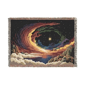 tissée Cosmic Vortex | Jeté tapisserie à motif tourbillonnant d'étoiles image 7