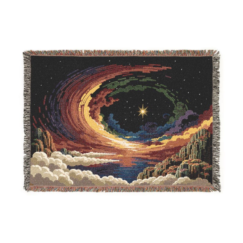 tissée Cosmic Vortex | Jeté tapisserie à motif tourbillonnant d'étoiles image 7