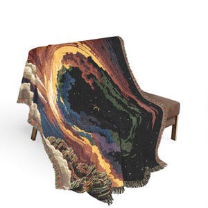 tissée Cosmic Vortex | Jeté tapisserie à motif tourbillonnant d'étoiles image 4